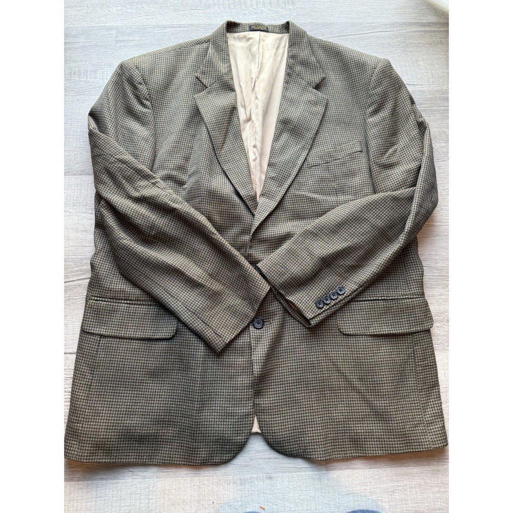 Oscar de La Renta Houndstooth Wool Blazer 48r Sport Coat businessman luxury